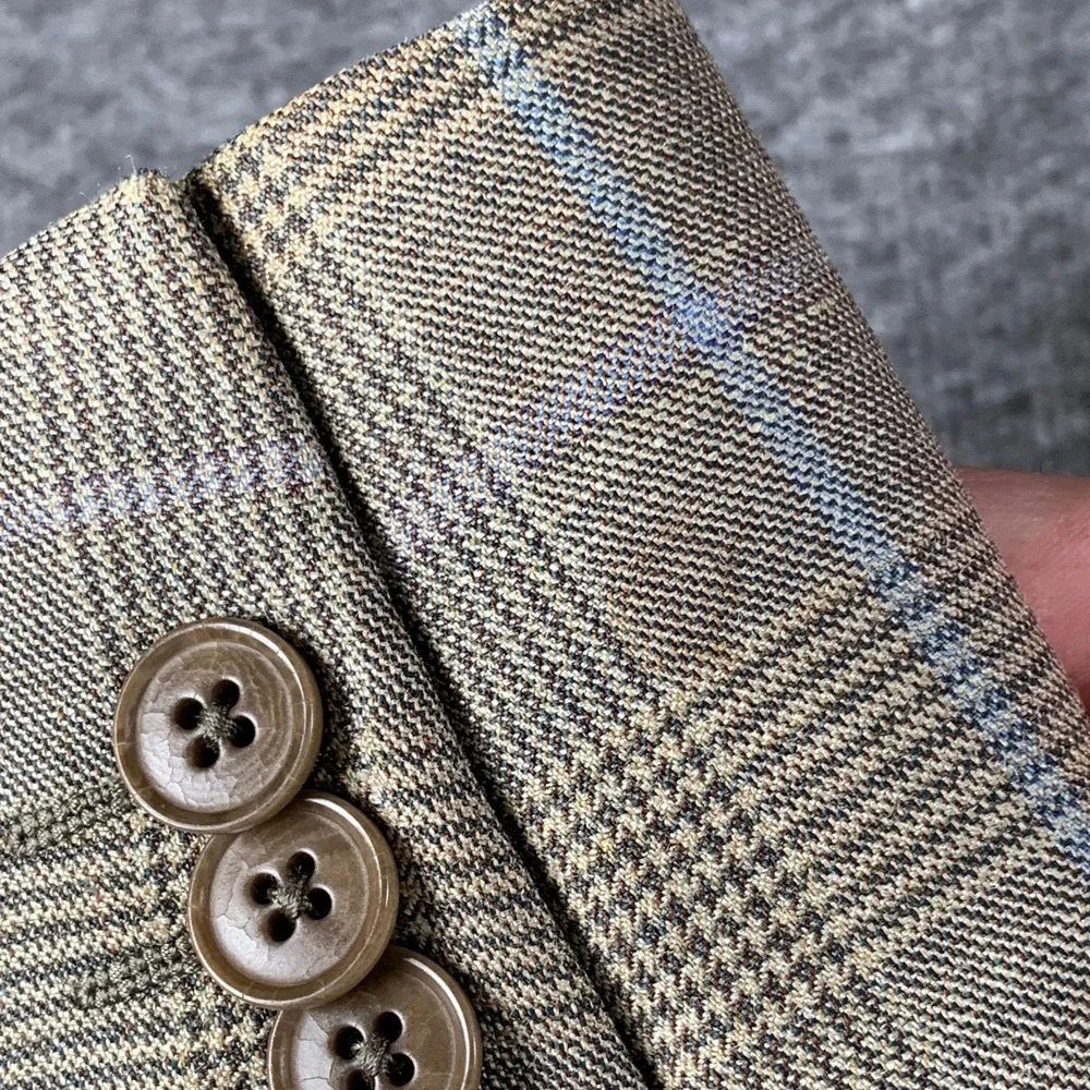 Ermenegildo Zegna Blazer Men 40R Silk Linen Glen Check Windowpane Sport Coat